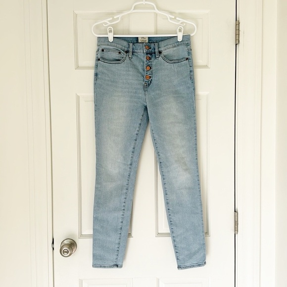 NWOT J.CREW jeans size 29 blue 9” high-rise toothpick denim button fly - Picture 4 of 8